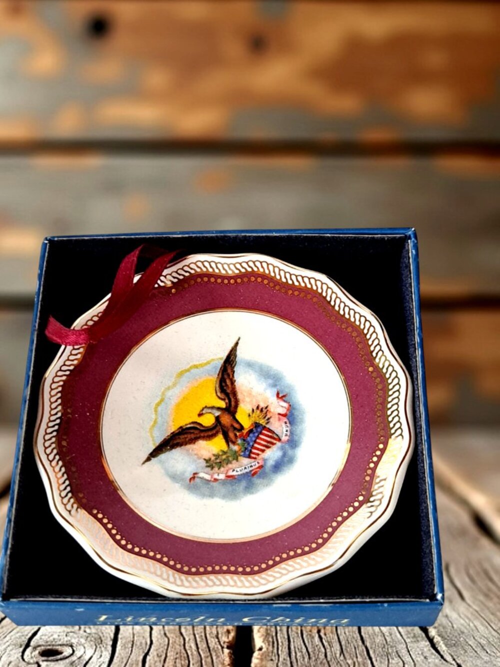Abraham Lincoln Presidential China Porcelain Christmas Ornament w/Box 2.5"
